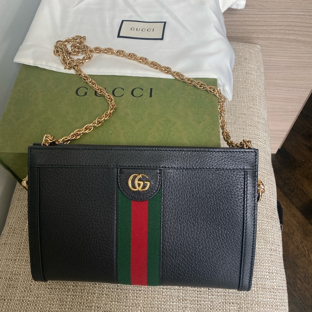 Gucci Ophidia Black Leather Medium Shoulder Bag